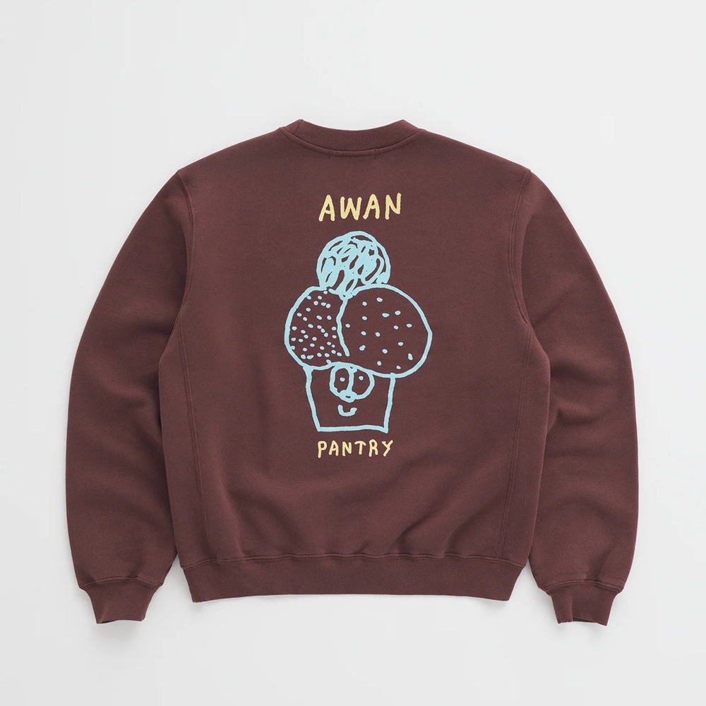 NEW Madhappy Awan Pantry Exclusive Fleece Crewneck Brown size Medium Unisex